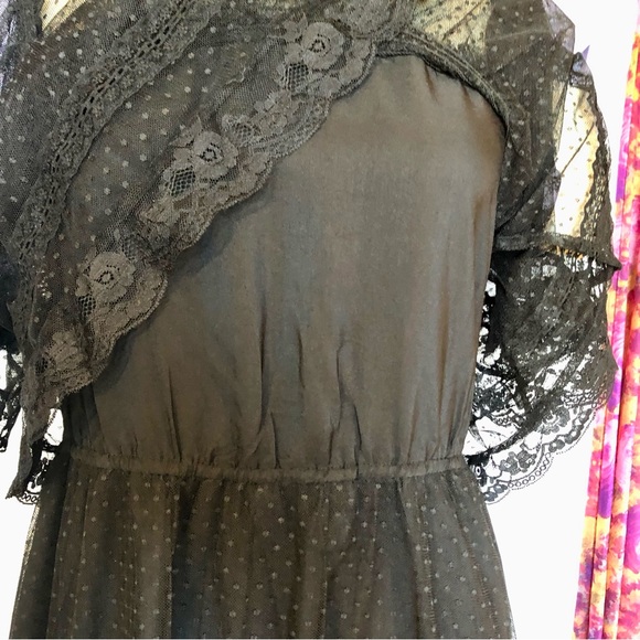 NWT Happy Nature illusion semi sheer lace black maxi dress size medium - Picture 8 of 12